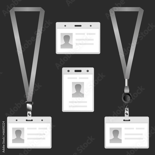 Lanyard, name tag holder end badge, templates