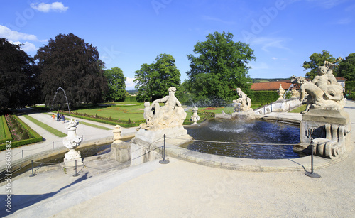 Fountain in the castle garden of Cesky Krumlov.