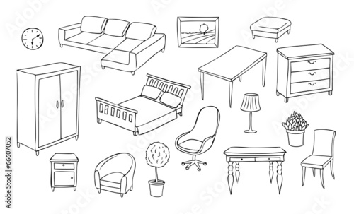different furniture vector set