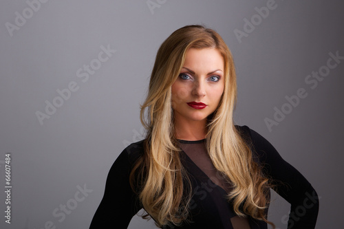 Female fashion model with blond hair