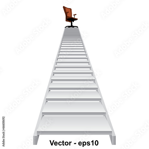 Vector white stair with a chair