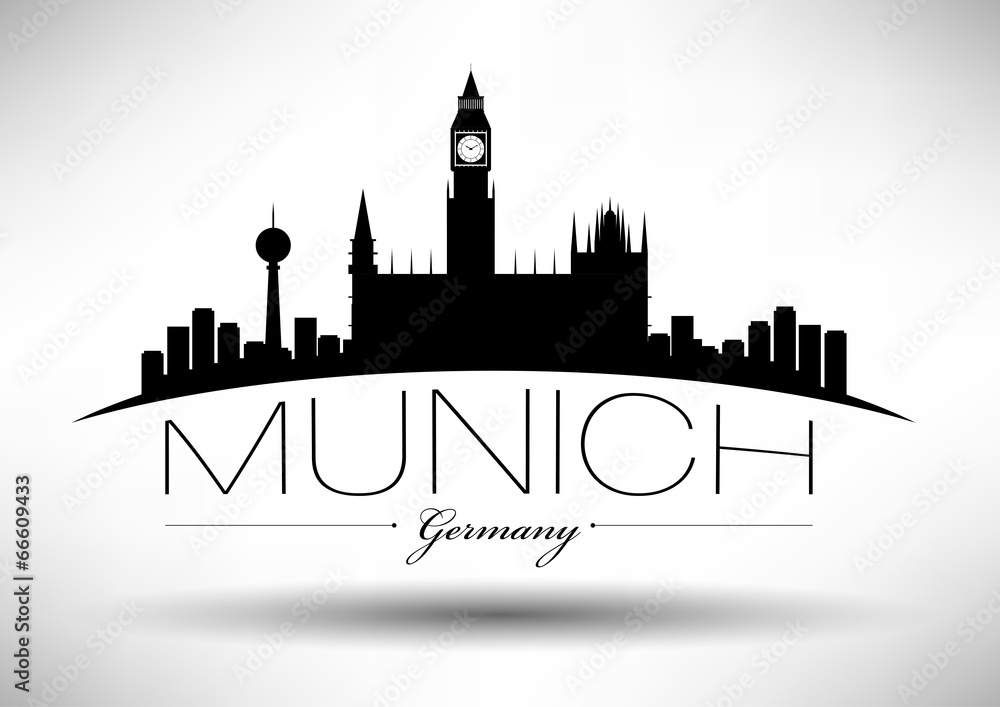 City of Munich Typographic Skyline Design