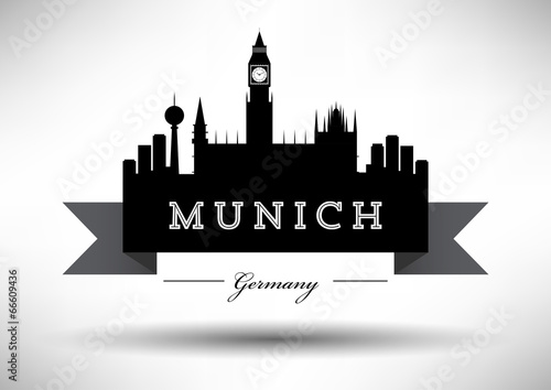 City of Munich Typographic Skyline Design