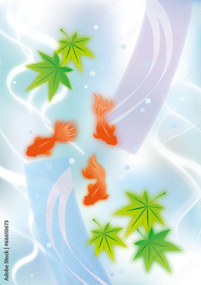 Obraz premium 金魚_ぼかし_短冊