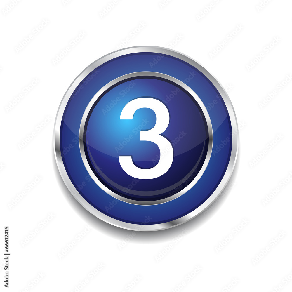 3 Number Circular Vector Blue Web Icon Button 3 Number Circular Vector Blue Web Icon Button