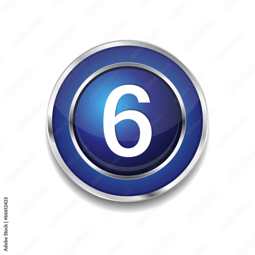 6 Number Circular Vector Blue Web Icon Button 6 Number Circular Vector Blue Web Icon Button