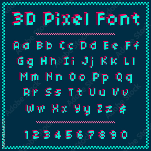 3d Pixel Font On Background