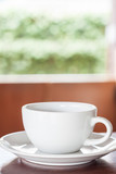 Closeup of a cup of coffee at coffee shop