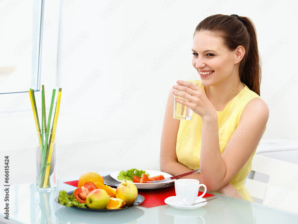 Close-up Of Beautiful Woman Eating healthy food Close-up Of Beautiful Woman Eating healthy food