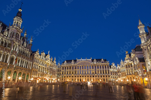 Brussels - Gorte Markt square and Ggrand palace in evening.