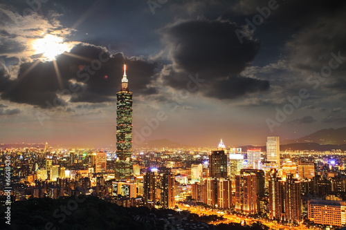 Taipei, Taiwan evening skyline. © nicholashan