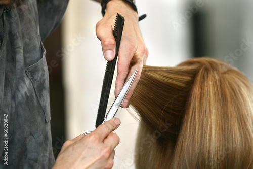 Hair Stylist at Work with Scissors
