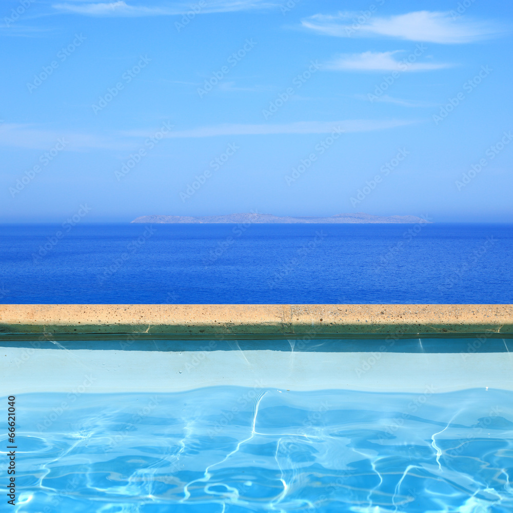 Fototapeta premium Seascape view from pool side