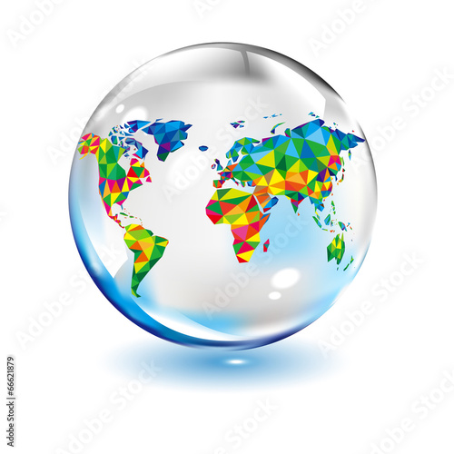 Colorful map abstract isolated in glass  ball
