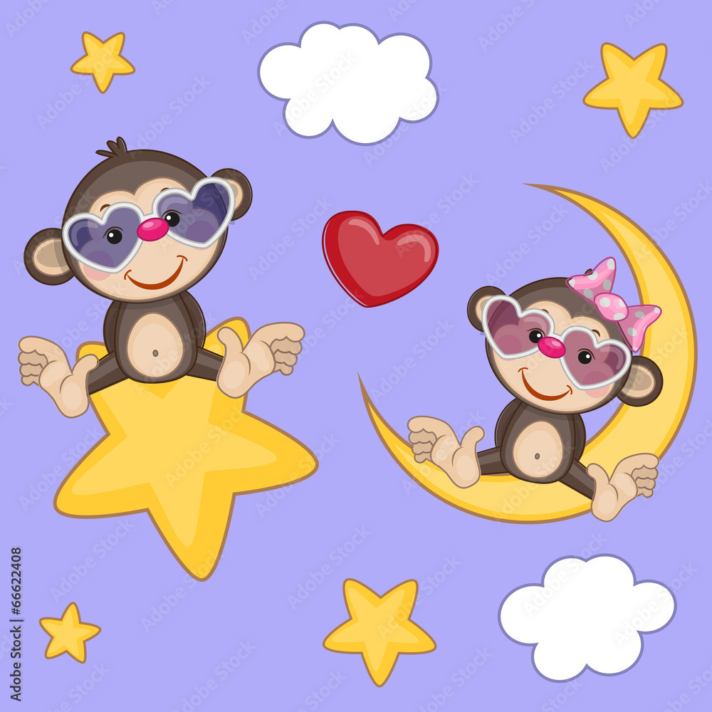 Naklejka premium Lovers Monkeys