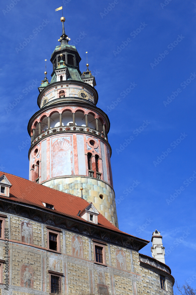 Rounded tower of Cesky Krumlov castle