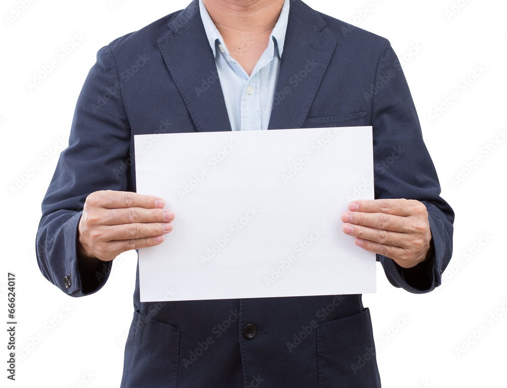 Business man hand holding something isolated on white background Business man hand holding something isolated on white background