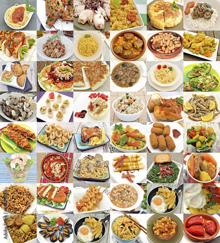 Collage de alimentos cocinados