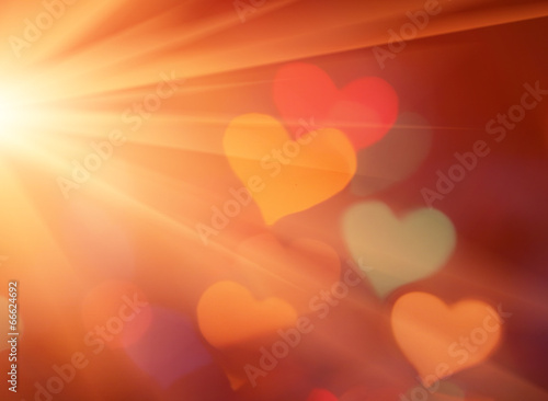 Photography Blurred lights in hert shape backlit by sun