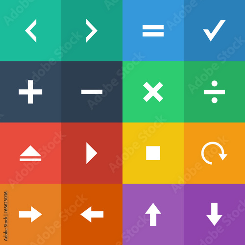 Flat Color style calculator and computer icons vector set. © jakgree