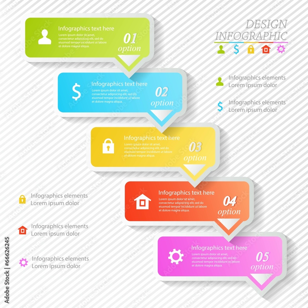 Design business infographics five successive options