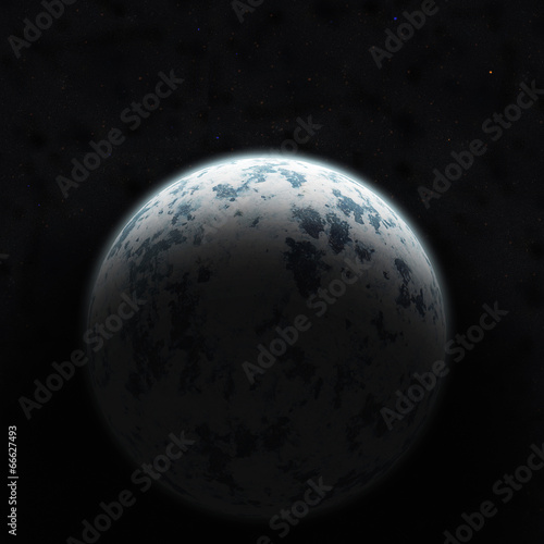Realistic blue planet against the starry sky.