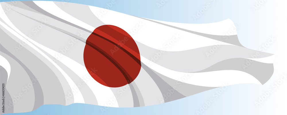 The national flag of the Japan on a background of blue sky