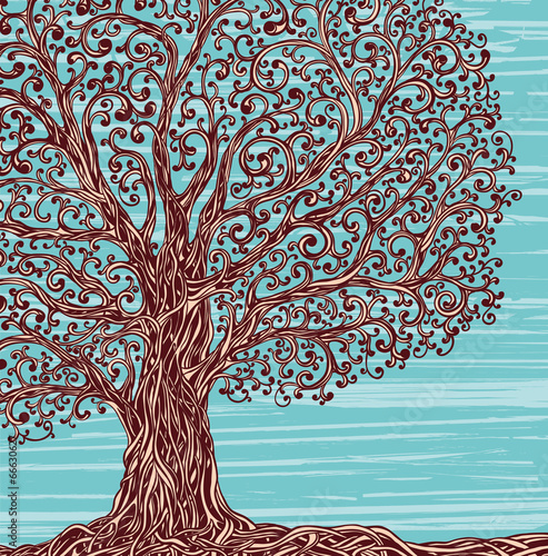 Old twisted grafic tree