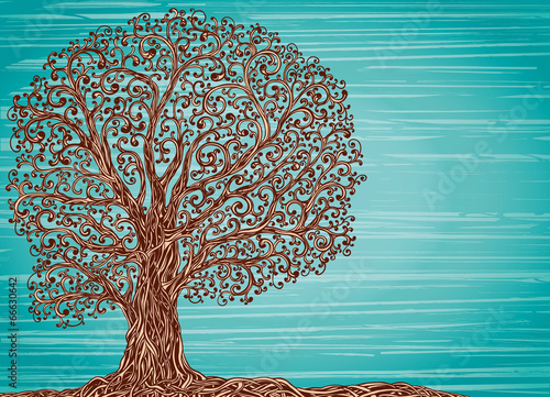 Old twisted grafic tree
