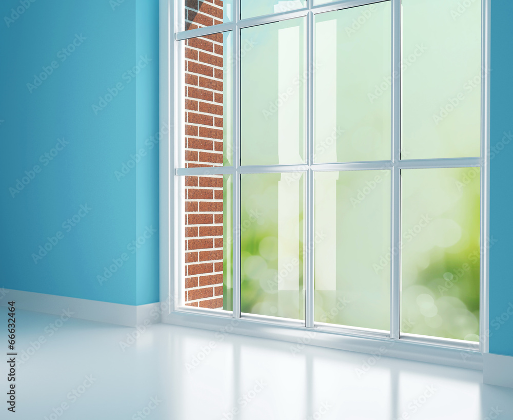 Naklejka premium Modern room, big window.