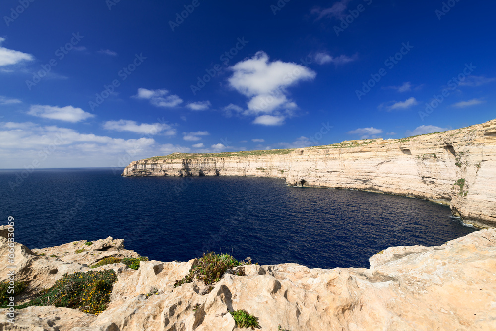 Coastline near Azure Window on Gozo Island horizontal