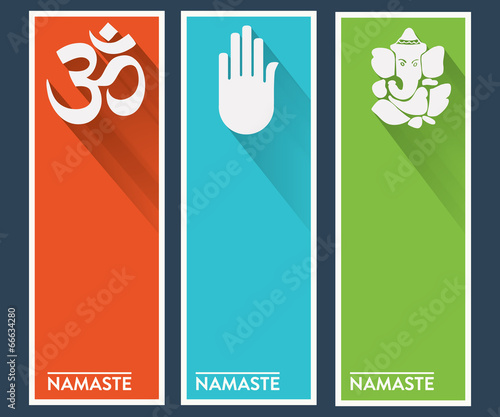 Namaste Yoga Flat Style Greeting Cards - Banners