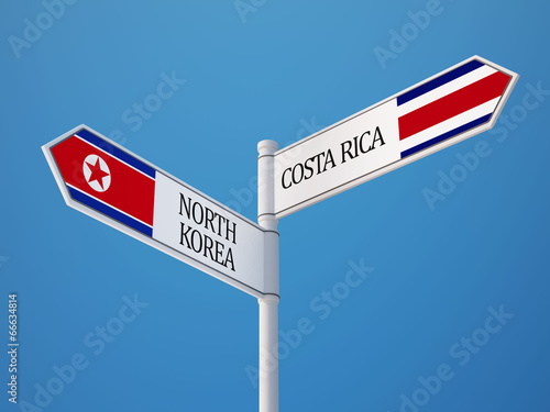 Costa Rica. North Korea Sign Flags Concept