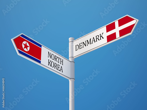 Denmark North Korea  Sign Flags Concept © xtock