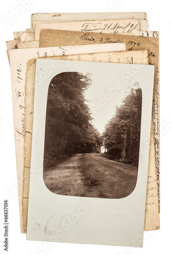 pile of antique postcards and retro style photo