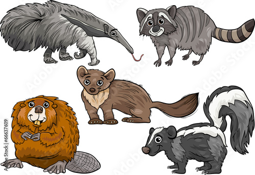 wild animals set cartoon illustration