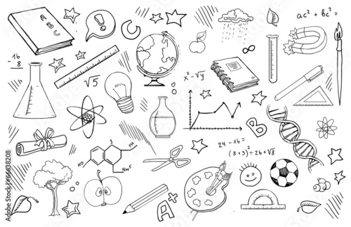 doodle set of school related items