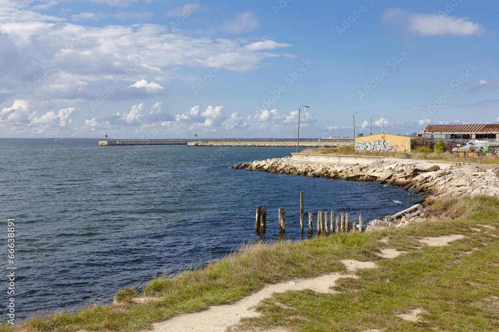 abandoned port on the sea