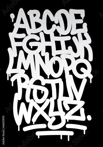 Hand written graffiti font alphabet. Vector