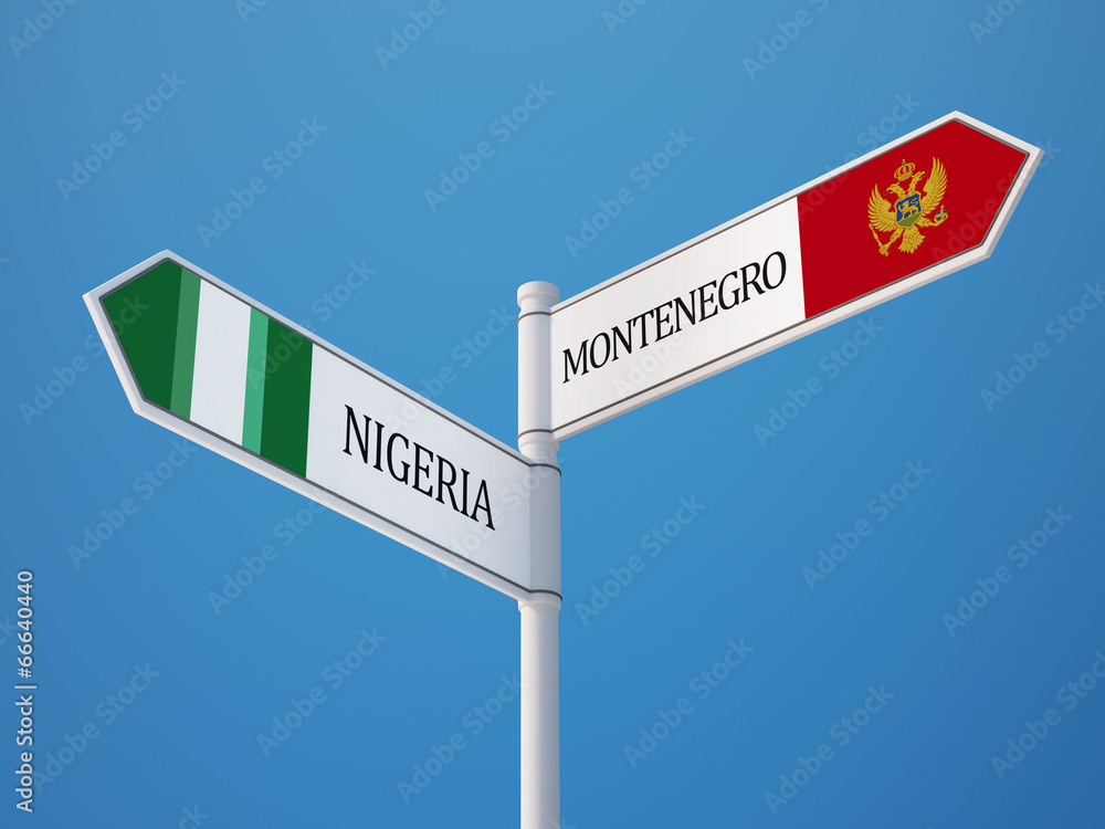 Fototapeta premium Nigeria Montenegro. Sign Flags Concept