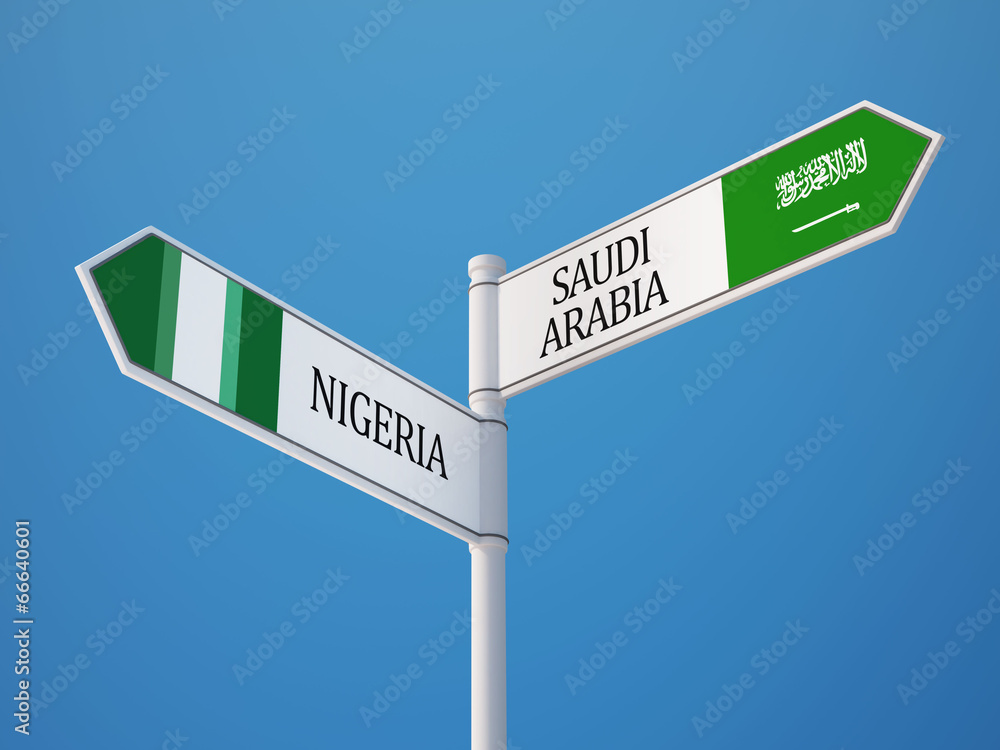 Fototapeta premium Saudi Arabia Nigeria Sign Flags Concept