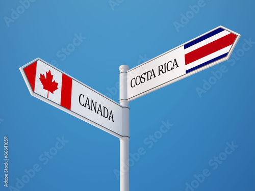Costa Rica. Canada Sign Flags Concept