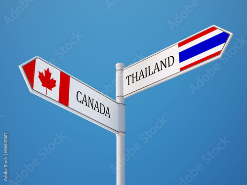 Thailand Canada Sign Flags Concept