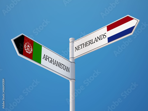Afghanistan. Netherlands Sign Flags Concept