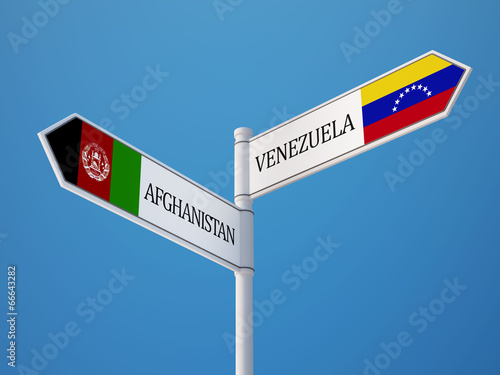 Afghanistan. Venezuela Sign Flags Concept