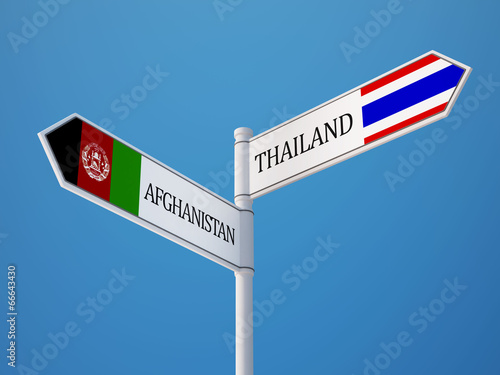 Afghanistan. Thailand Sign Flags Concept