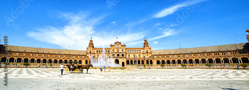 Panoramic of the "Plaza de España" (Spain's Square) in Seville,