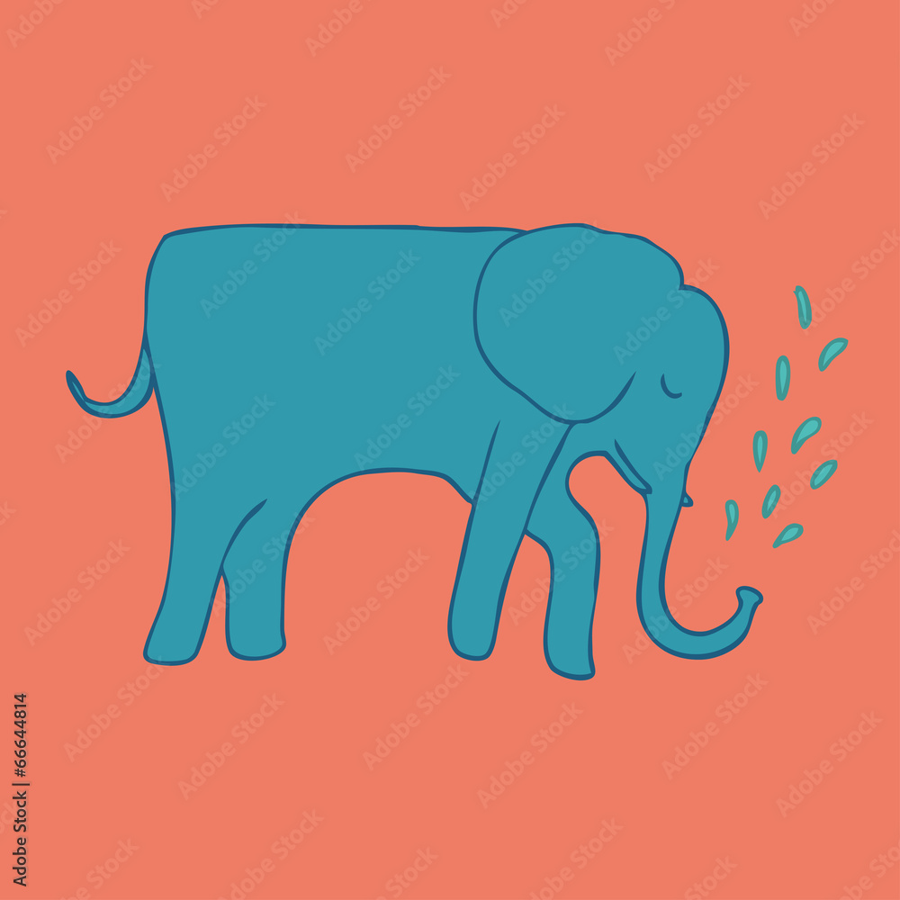 Cute cartoon elephant vector illustration, hand drawn