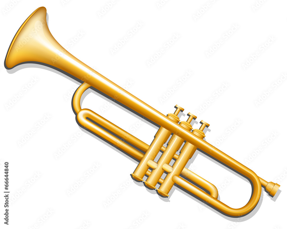 Obraz premium Trumpet. Brass wind musical instrument