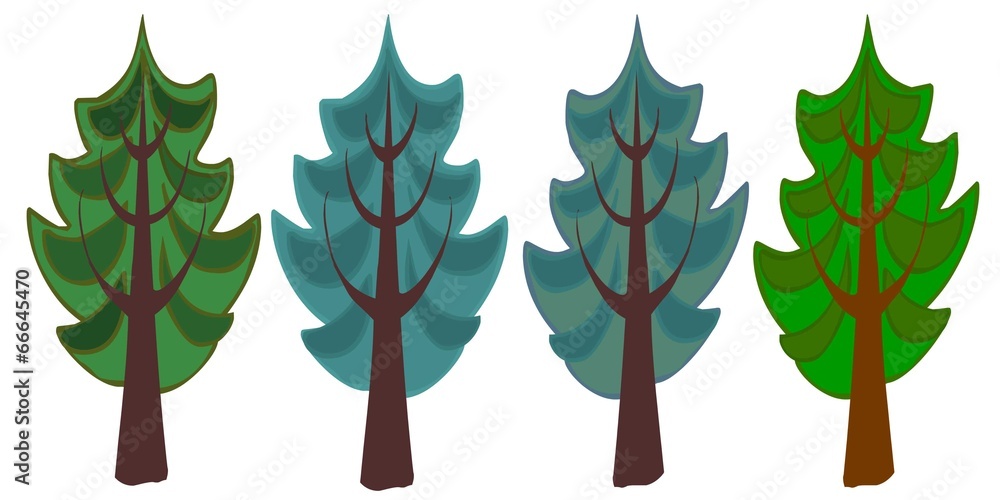 Obraz premium The illustration of cartoon spruce trees